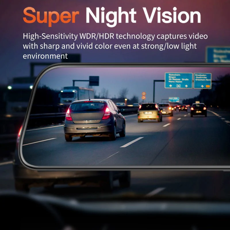 12″ 4K Mirror Dash Cam 2160P Full HD Smart Rear View Camera - Image 4